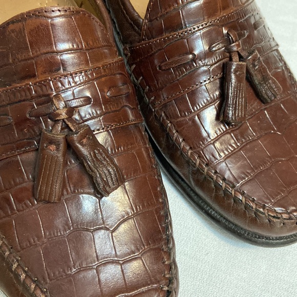 Florsheim Mens All Leather Crock Print Dress Shoes - Wide Width - EUC size 9EEE - Picture 2 of 9